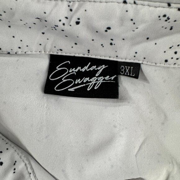 Sunday‎ Swagger Polo Shirt 3XL Short Sleeve White Blue Splatter Golf TP-3407 - Picture 6 of 12